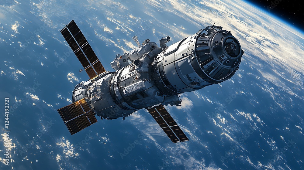 Fototapeta premium Spacecraft reaching moon space impressive rocket propulsion mesmerizing planetary universe images