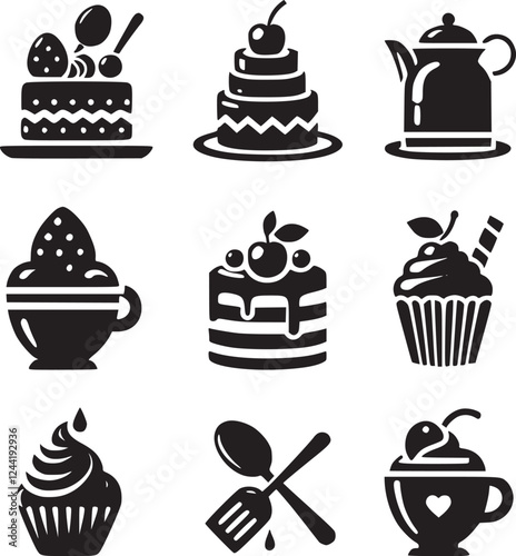 Birthday Cake Icons Set