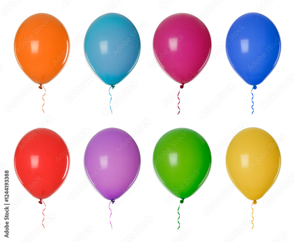 Balloons in different colors isolated on white, set Balloons in different colors isolated on white, set