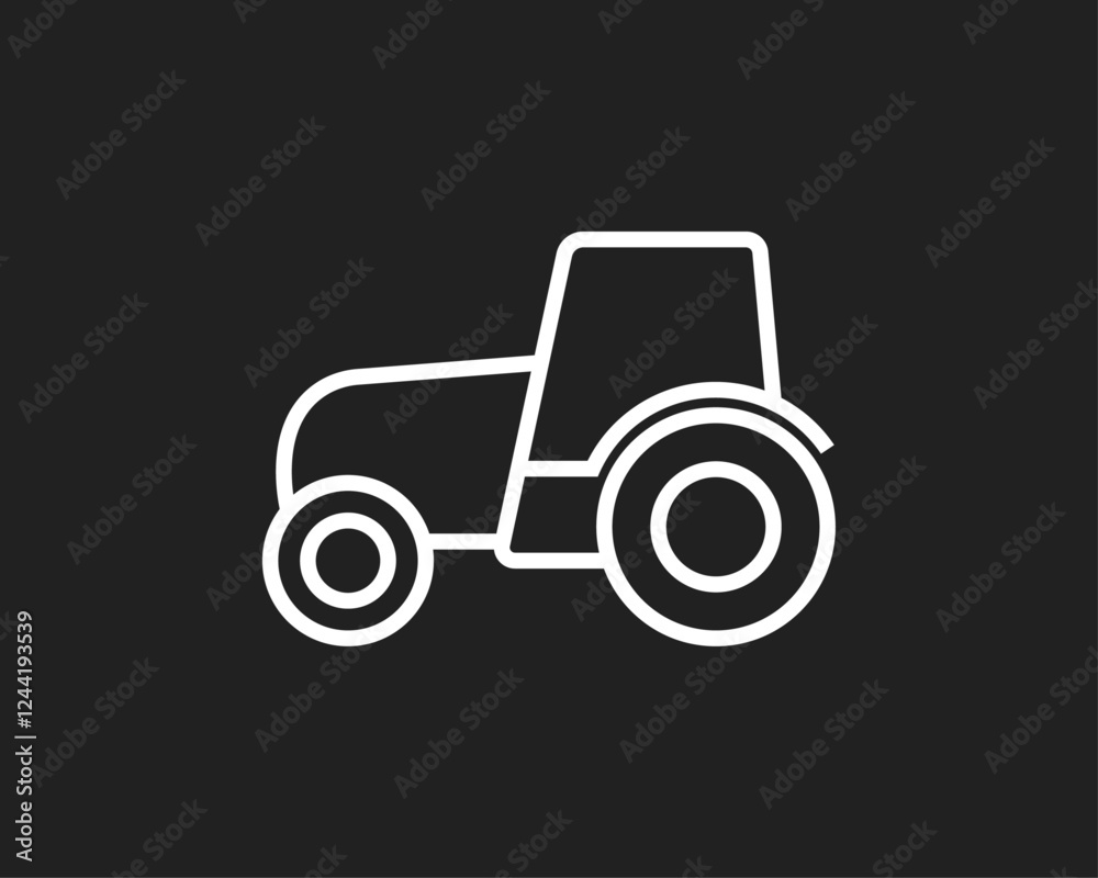 Tractor outline icon on black background. vector Tractor outline icon on black background. vector