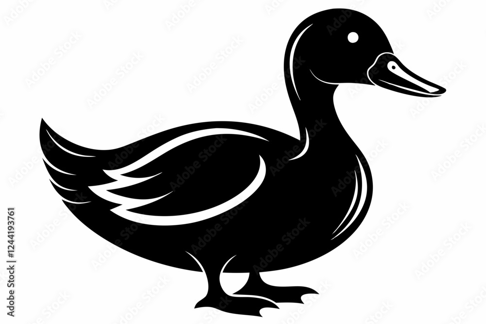 duck silhouette line art vector illustration with a white background duck silhouette line art vector illustration with a white background
