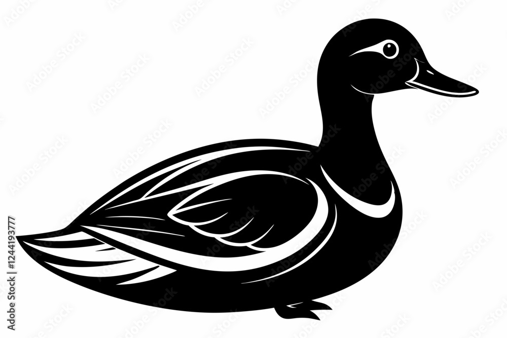 duck silhouette line art vector illustration with a white background duck silhouette line art vector illustration with a white background
