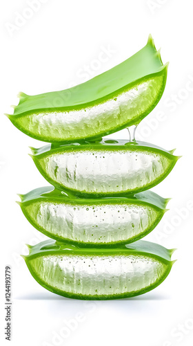 Wallpaper Mural Stack of Aloe vera sliced with gel dripping isolated on white background Torontodigital.ca