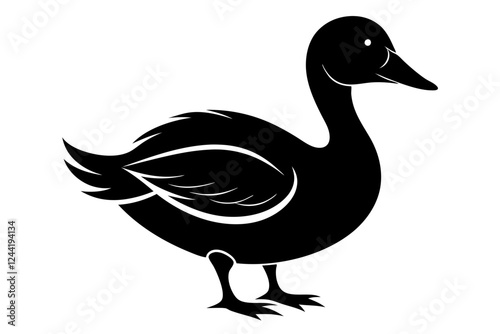 duck silhouette line art vector illustration with a white background