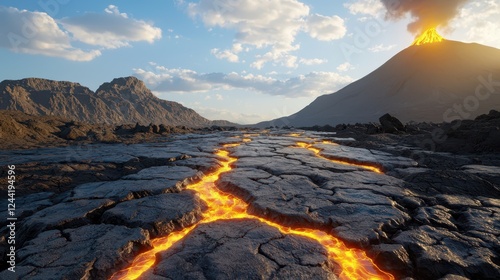 Volcanic eruption mountain range landscape photography natural disasters aerial view eruptive forces photo