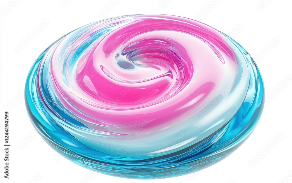 Neon pink and cyan fluid vortex twisting inwards, isolated on white Neon pink and cyan fluid vortex twisting inwards, isolated on white