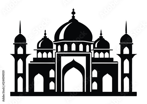 mosque silhouette vector, isolated black silhouette of a mosques collection, black silhouette mosque vector illustration 