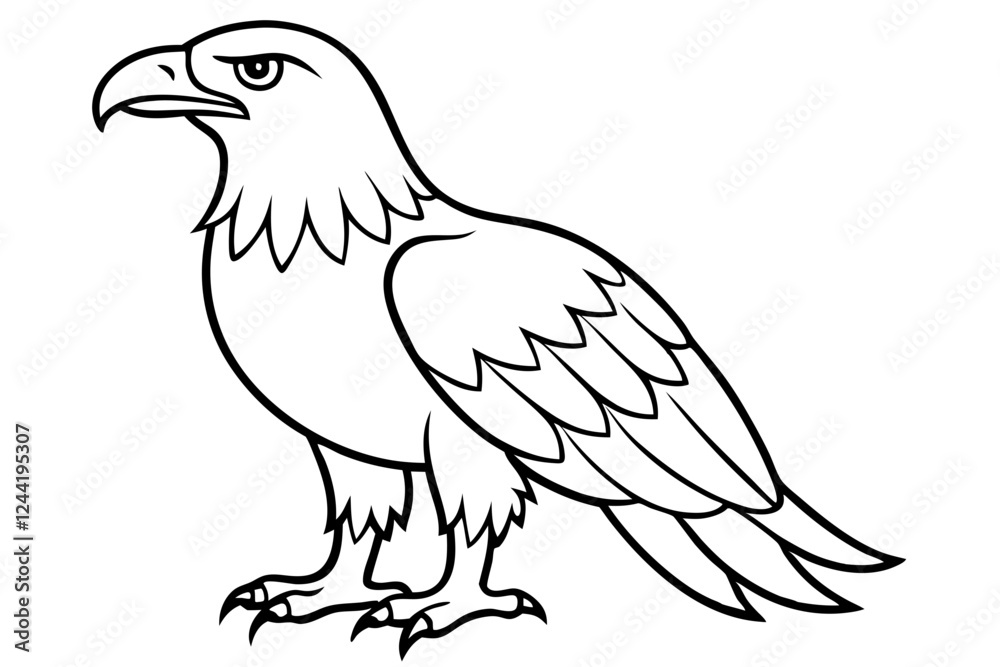Fototapeta premium eagle silhouette line art vector illustration with a white background