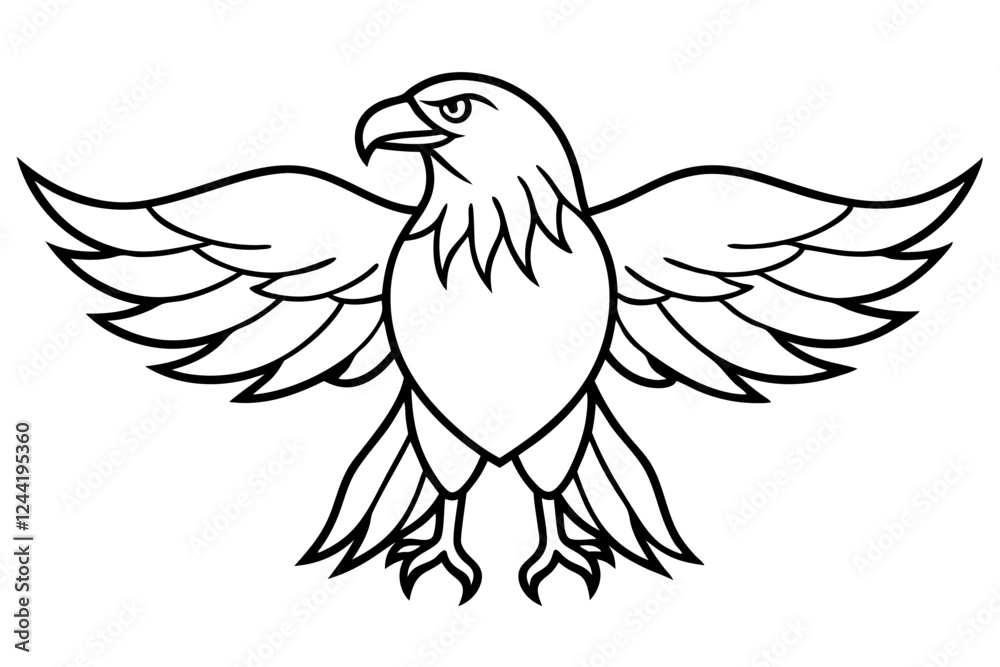 Fototapeta premium eagle silhouette line art vector illustration with a white background