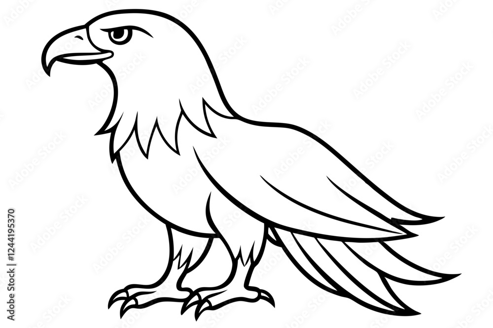 Fototapeta premium eagle silhouette line art vector illustration with a white background