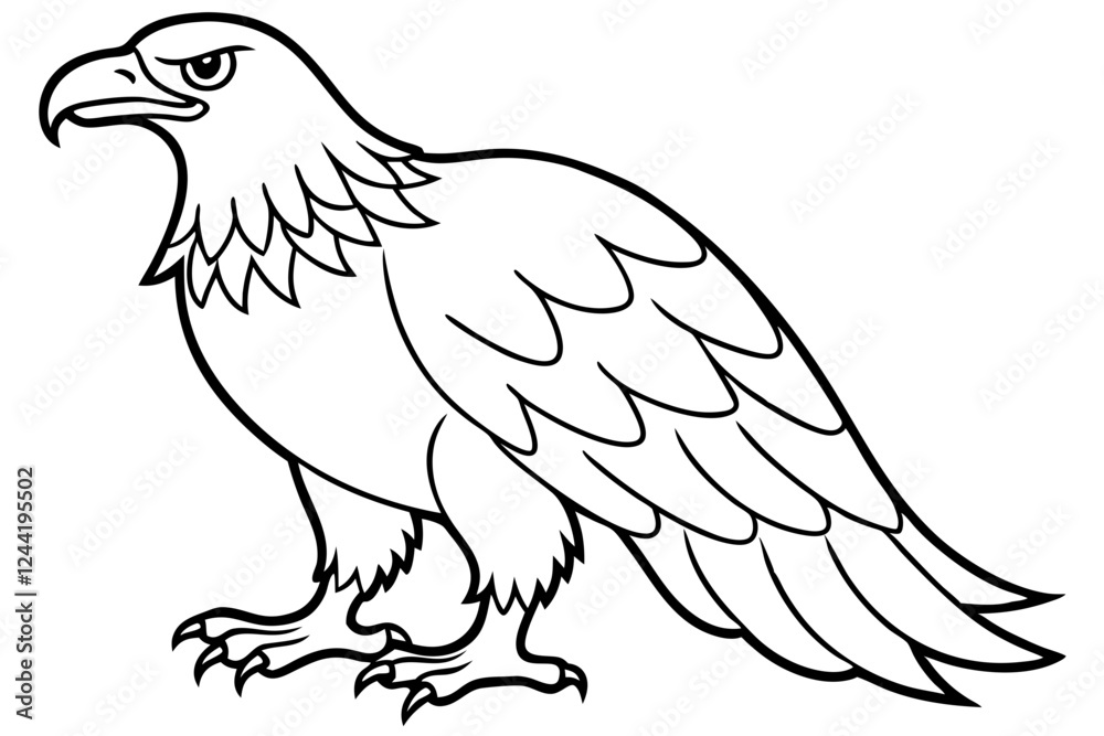 Fototapeta premium eagle silhouette line art vector illustration with a white background