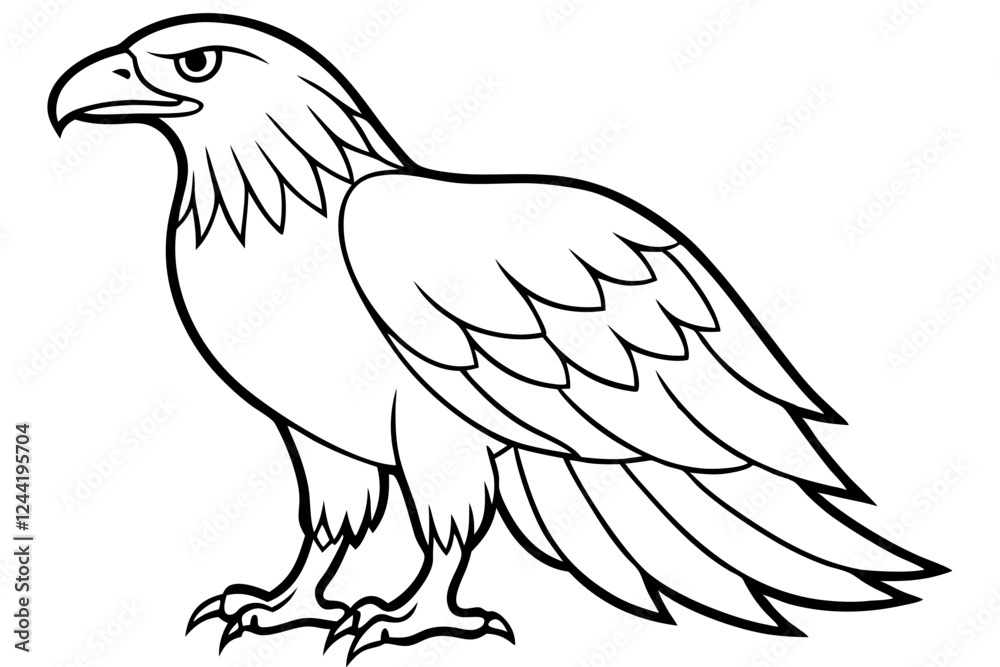 Fototapeta premium eagle silhouette line art vector illustration with a white background