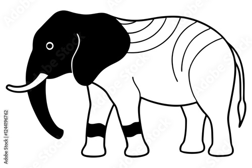 elephant silhouette line art vector illustration with a white background