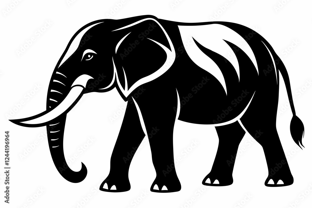 elephant silhouette line art vector illustration with a white background elephant silhouette line art vector illustration with a white background