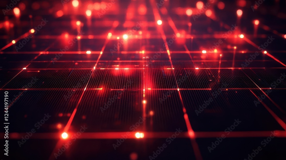 Fototapeta premium Dynamic Abstract Matrix Background with Glowing Red Patterns for Futuristic Tech Concepts