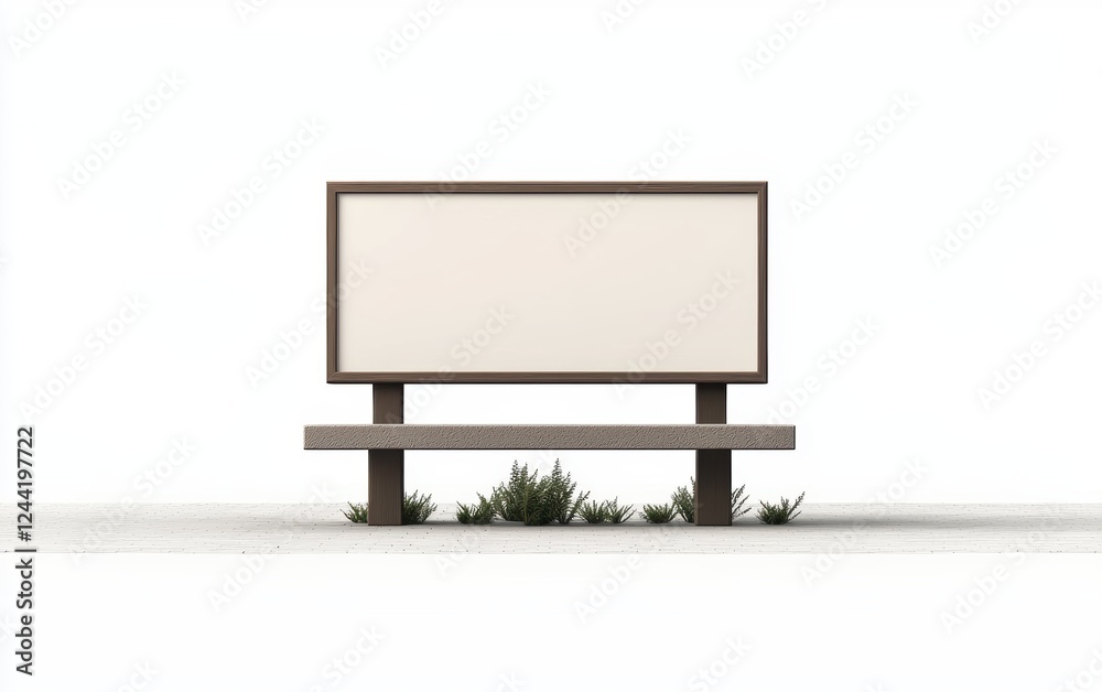 Obraz premium Small advertising board on a sidewalk, perfect for local promotions, isolated on white