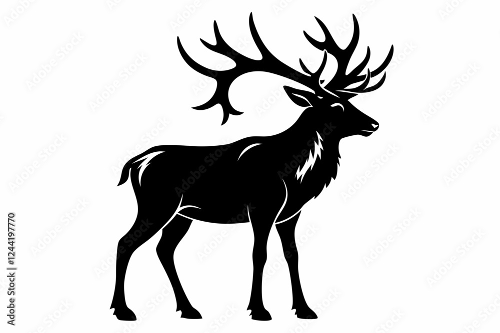 elk silhouette line art vector illustration with a white background elk silhouette line art vector illustration with a white background