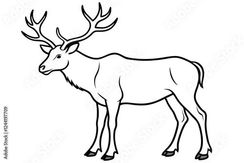 elk silhouette line art vector illustration with a white background