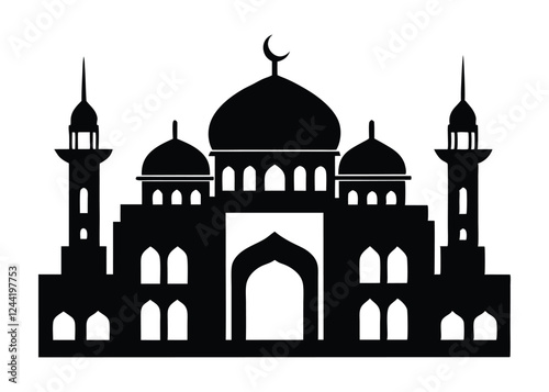 mosque silhouette vector, isolated black silhouette of a mosques collection, black silhouette mosque vector illustration 