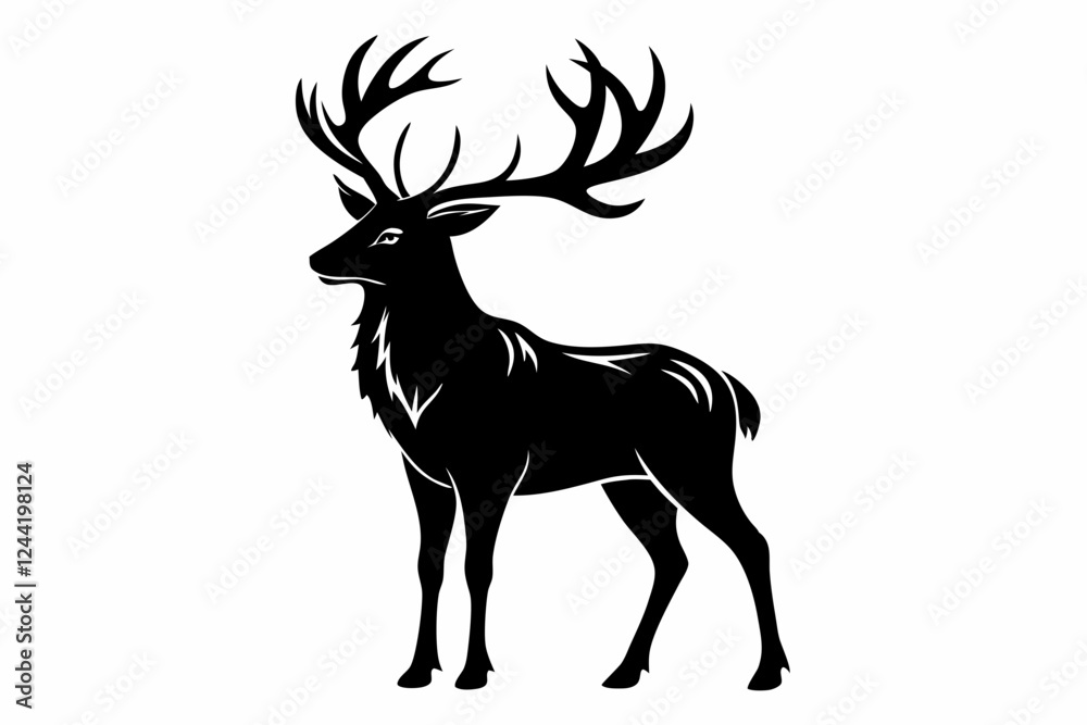 Fototapeta premium elk silhouette line art vector illustration with a white background