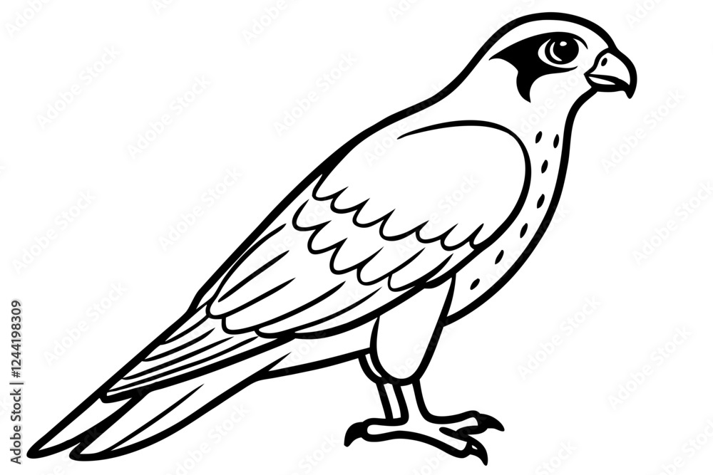 Fototapeta premium falcon silhouette line art vector illustration with a white background