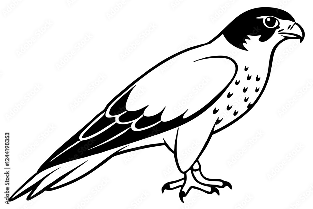 Naklejka premium falcon silhouette line art vector illustration with a white background