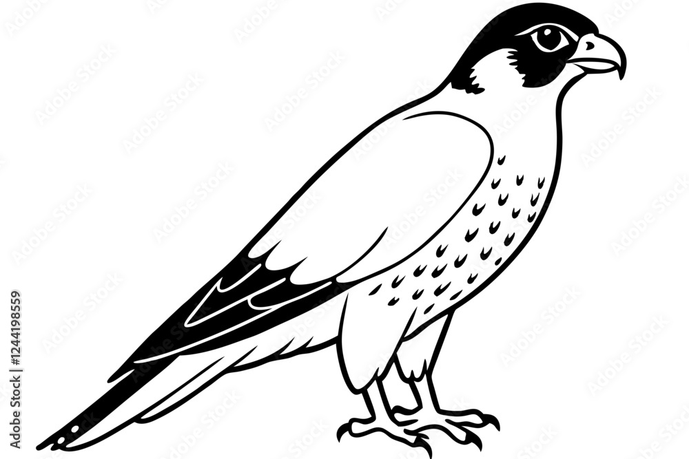 Obraz premium falcon silhouette line art vector illustration with a white background