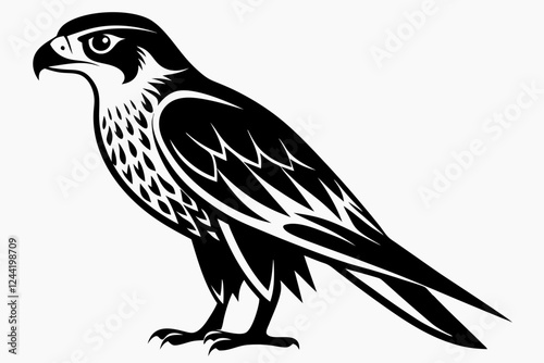 falcon silhouette line art vector illustration with a white background
