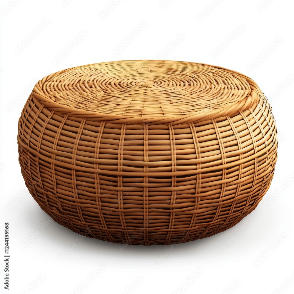 Fototapeta premium round rattan coffee table, isolated on a white background
