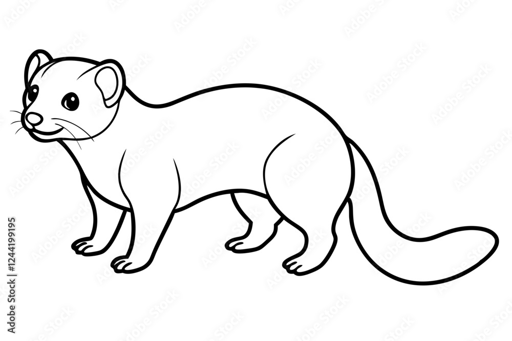 ferret silhouette line art vector illustration with a white background ferret silhouette line art vector illustration with a white background