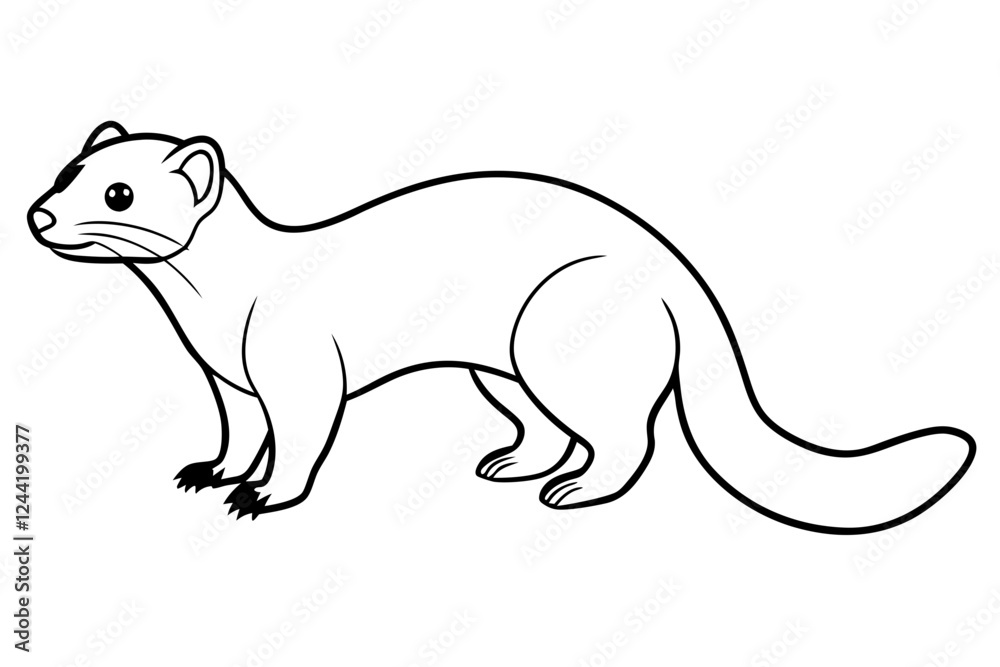 ferret silhouette line art vector illustration with a white background