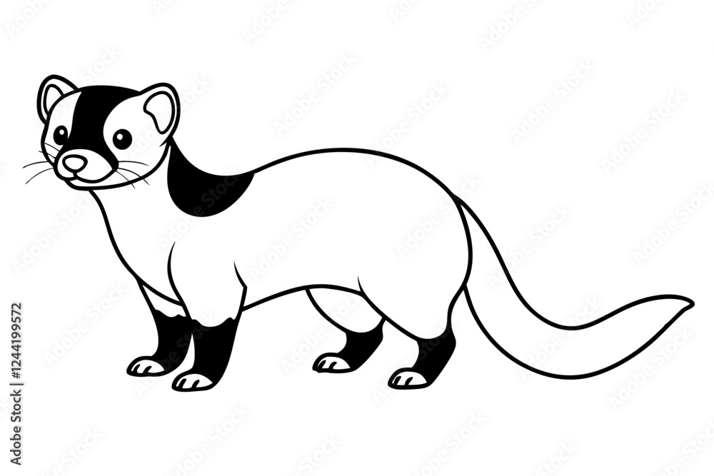 Fototapeta premium ferret silhouette line art vector illustration with a white background
