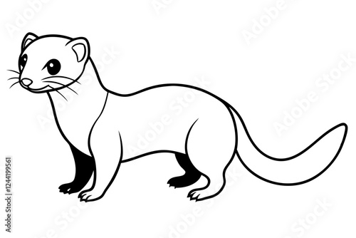 ferret silhouette line art vector illustration with a white background