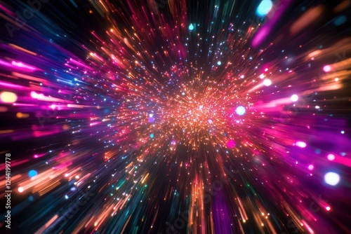 Explosive Beauty of Bright Fireworks Illuminating a Dark Night Sky