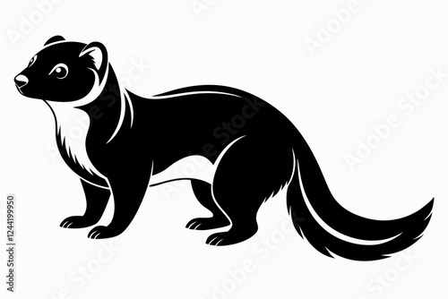 ferret silhouette line art vector illustration with a white background