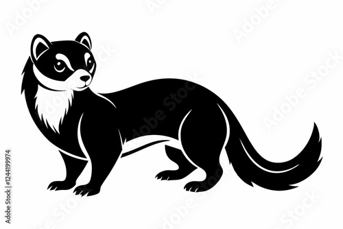 ferret silhouette line art vector illustration with a white background