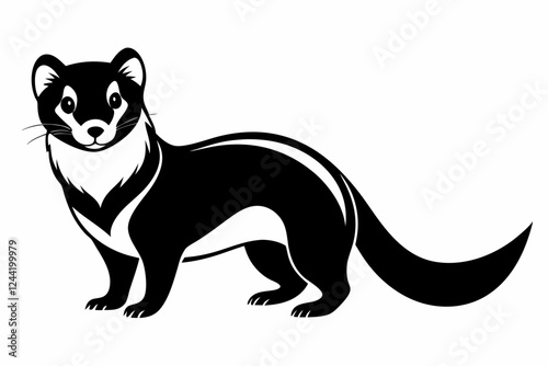 ferret silhouette line art vector illustration with a white background