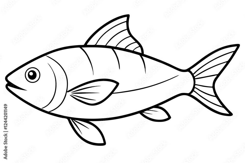 Fototapeta premium fish silhouette line art vector illustration with a white background