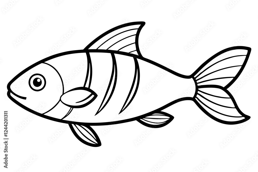 Fototapeta premium fish silhouette line art vector illustration with a white background