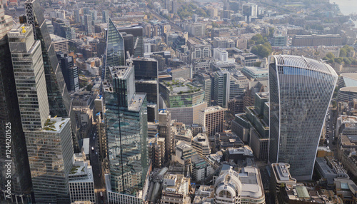 london city skyline from a helicopter