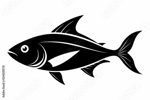 fish silhouette line art vector illustration with a white background