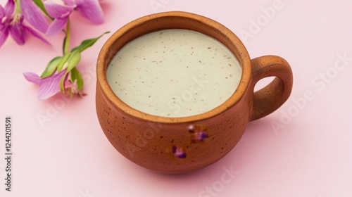 Traditional Indian hot drink with milk and spices - Masala tea. Organic ayurvedic chai, herbal drink. photo