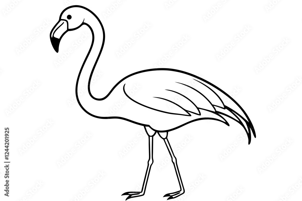 Fototapeta premium flamingo silhouette line art vector illustration with a white background