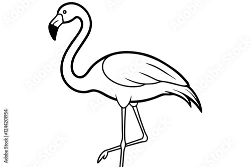 flamingo silhouette line art vector illustration with a white background