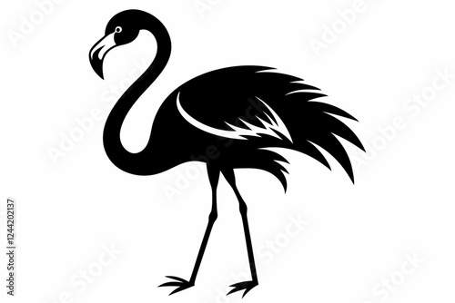 flamingo silhouette line art vector illustration with a white background