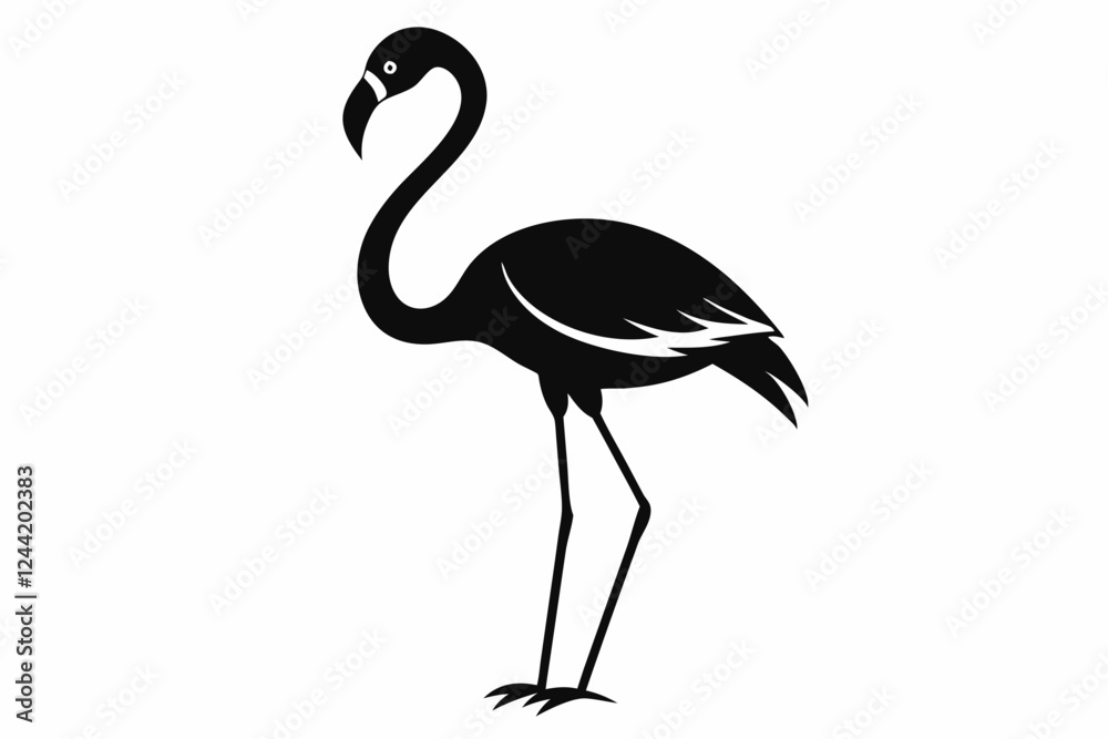 Fototapeta premium flamingo silhouette line art vector illustration with a white background