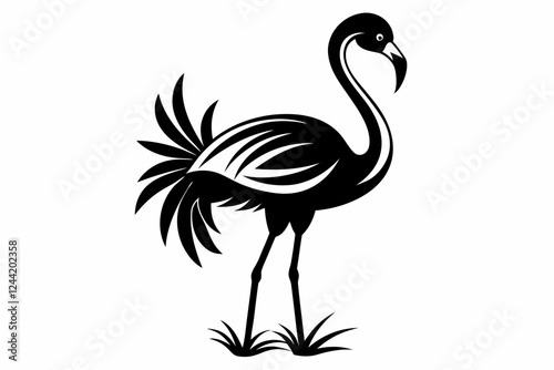 flamingo silhouette line art vector illustration with a white background