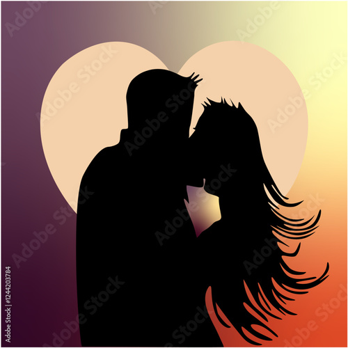 kissing couple silhouette