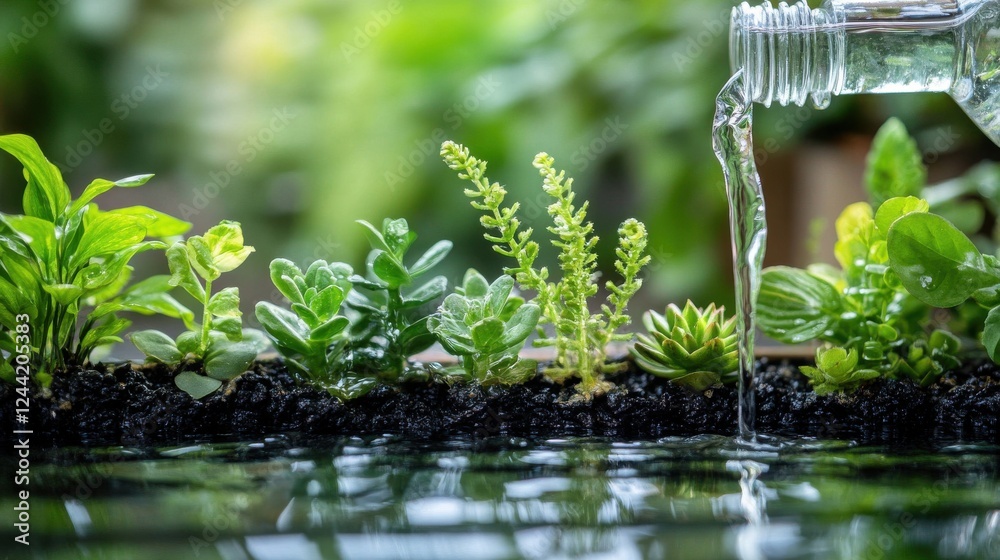 Water conservation techniques for efficient irrigation and resource management isolated on white background emphasizing sustainable water use