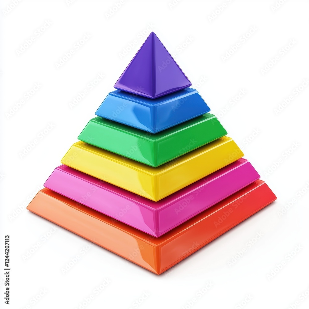 stacked rainbow-colored pyramid isolated on white stacked rainbow-colored pyramid isolated on white